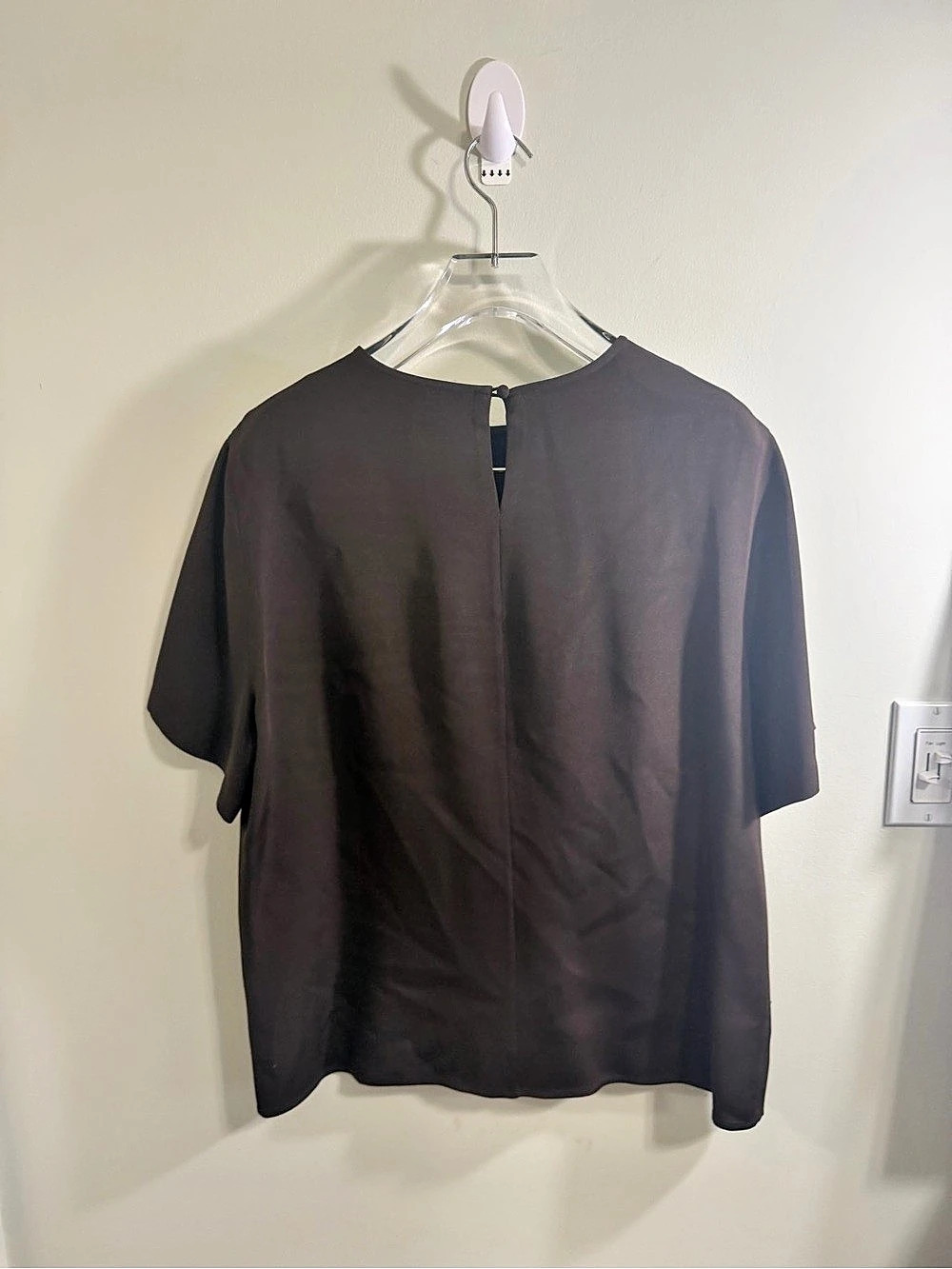 Preston & York 100% Silk Short Sleeve Blouse Brown M - Picture 3 of 6